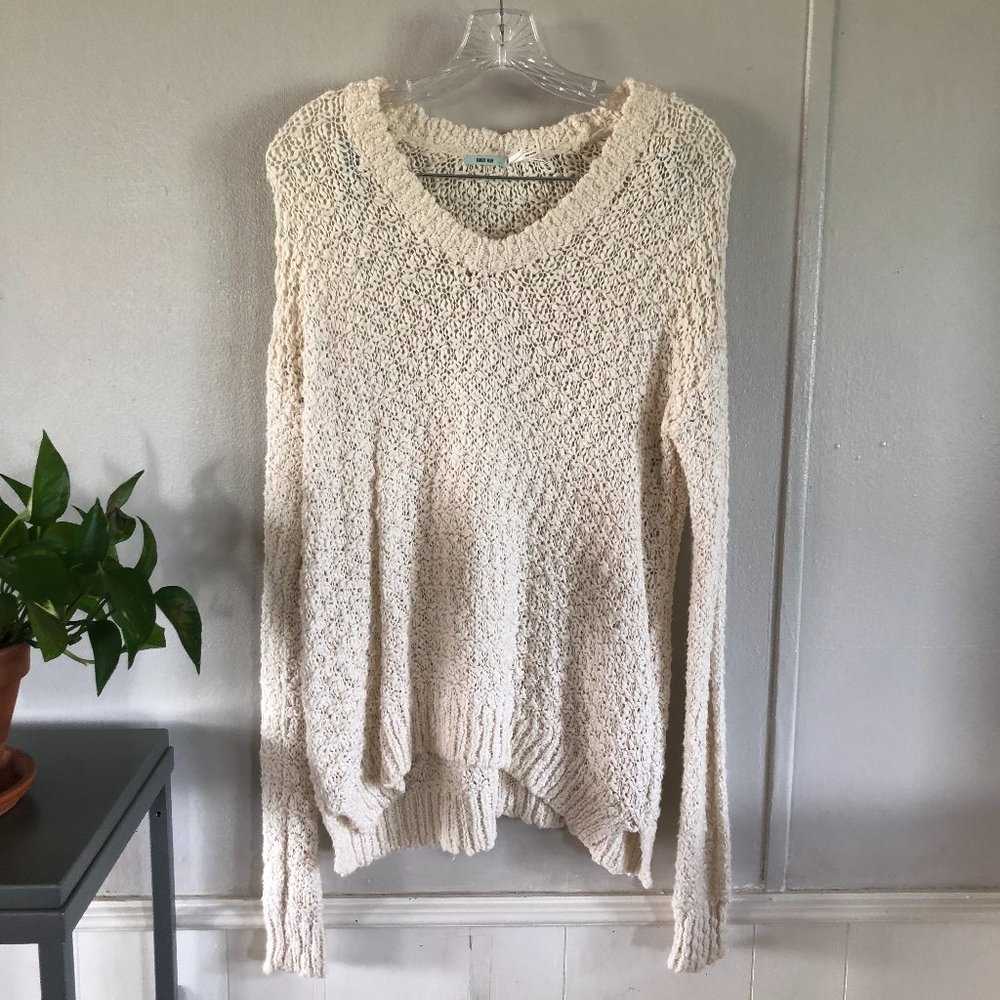 Kimchi Blue UO Cozy V Neck Ivory Sweater Pullover